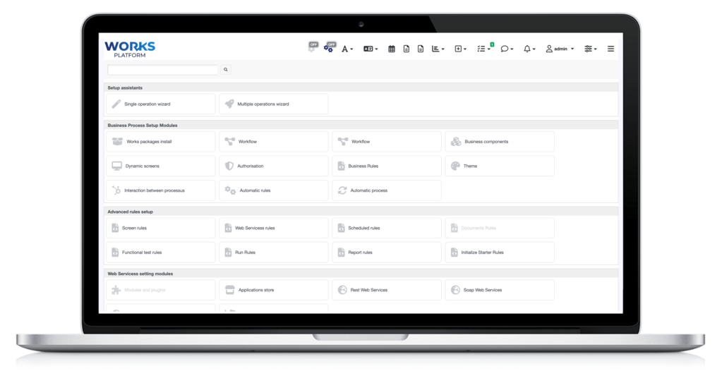 Works Platform UI screenshot